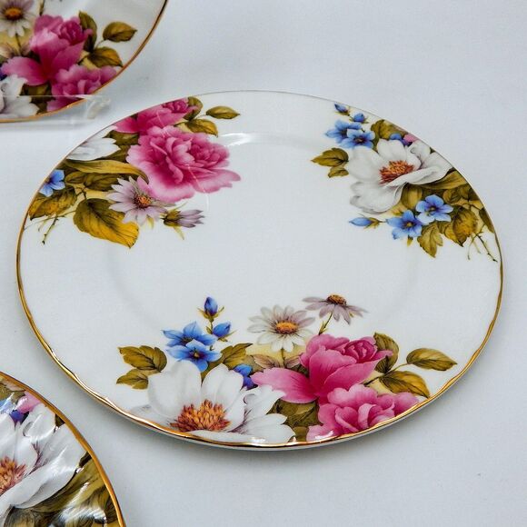 Stechcol Gracie Bone China Coastline Peony Magnolia 7 1/2 In Salad Side Plates 4 - Picture 5 of 8